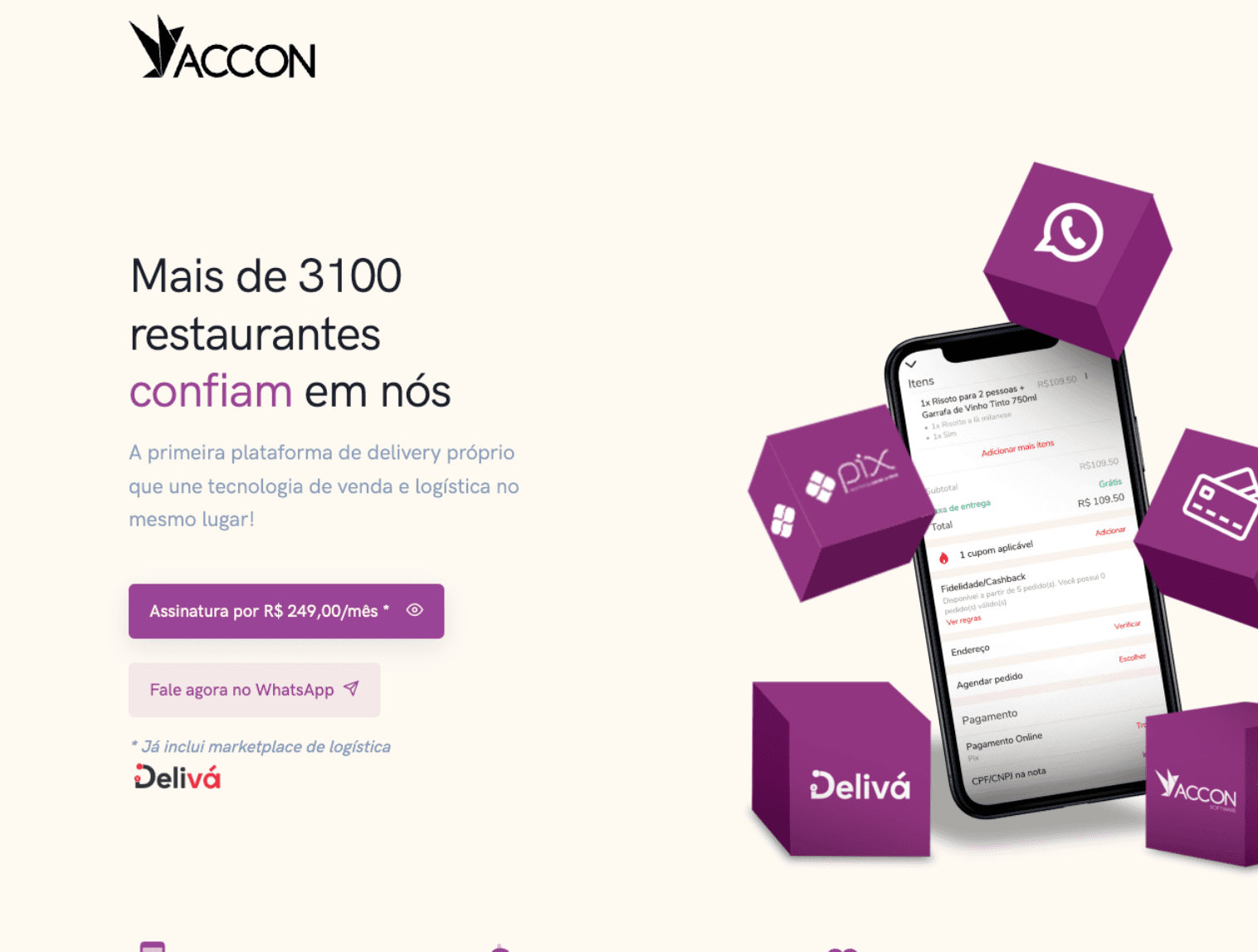 Accon, restaurant ordering platform, screen 2