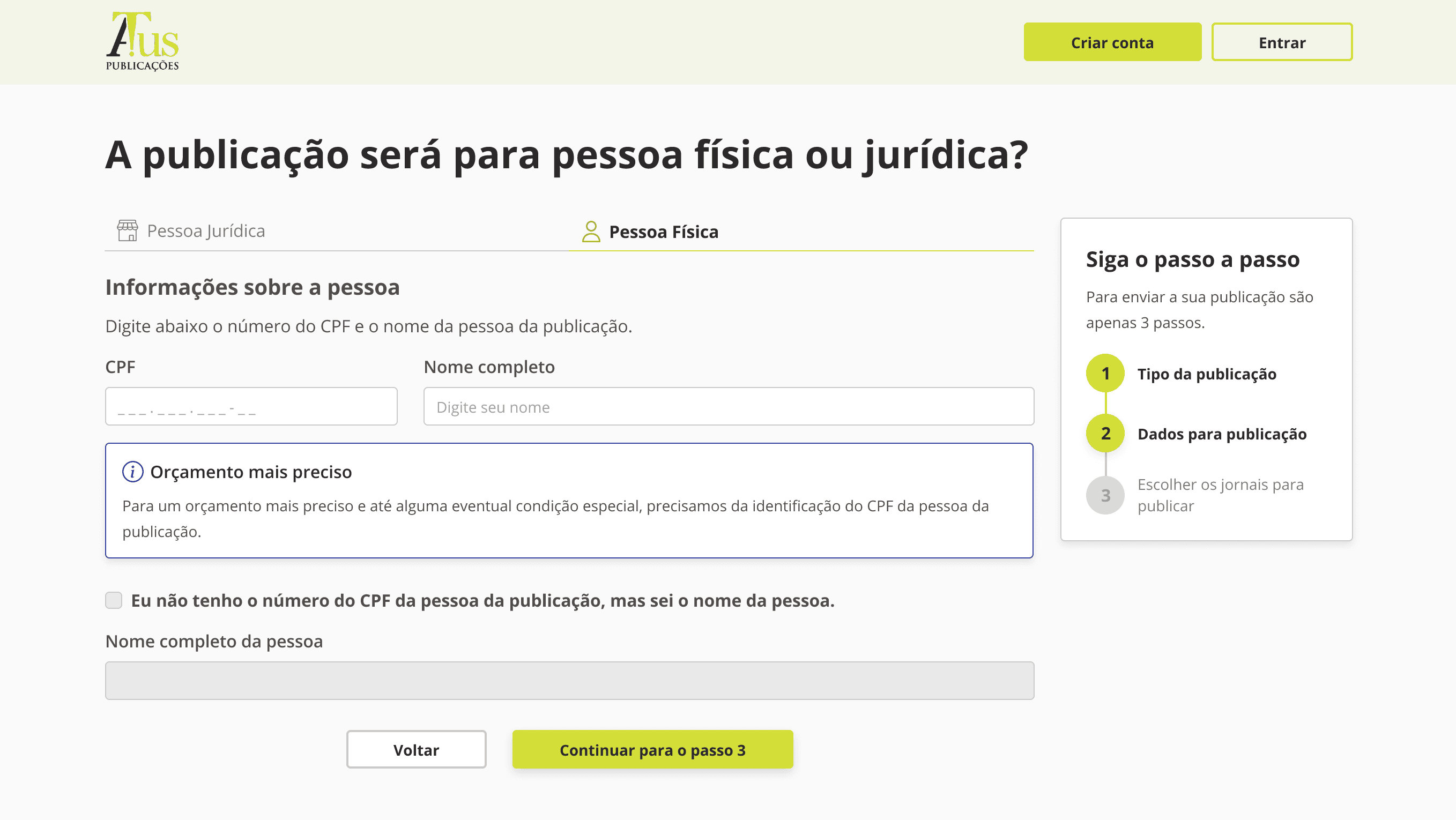 Atus, legal publications platform, screen 3