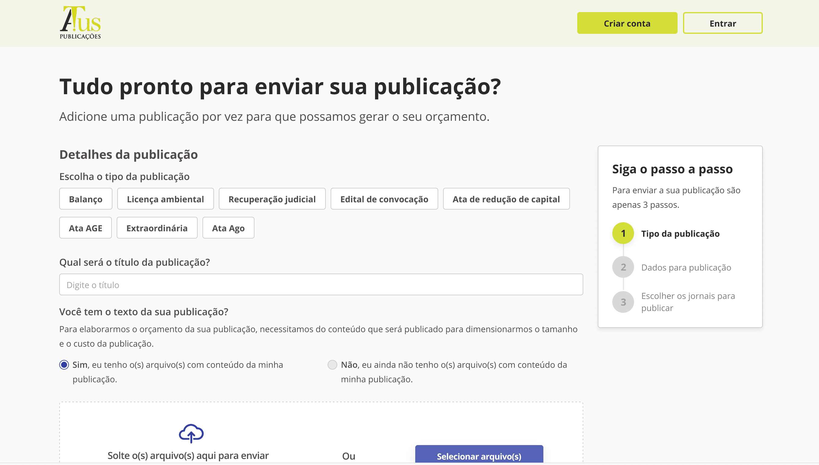 Atus, legal publications platform, screen 4